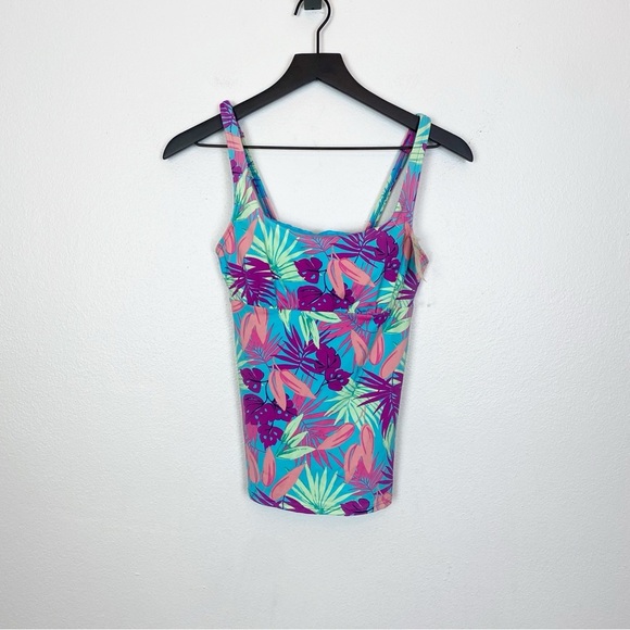 Land's End Tropical Tankini Square Neck Top - Picture 2 of 6